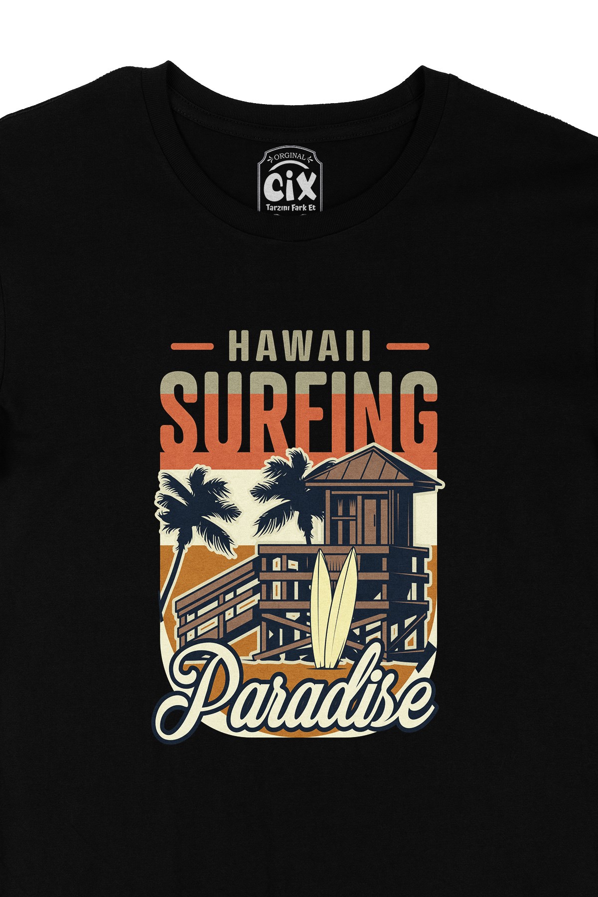 Hawaii Paradise Siyah Tişört