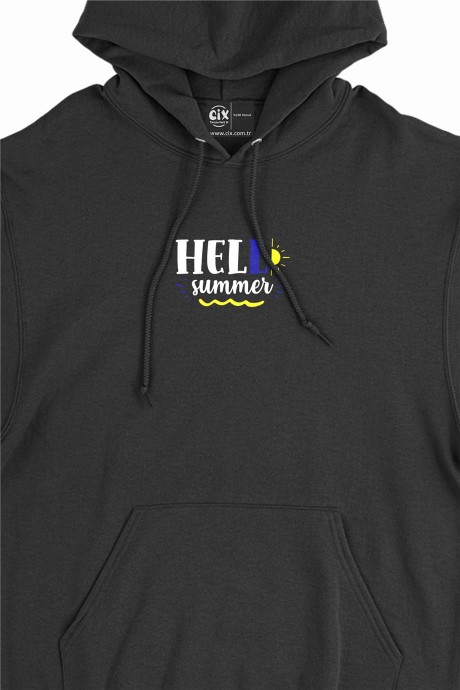 Hello Summer Yaz Minimal Kapşonlu Sweatshirt Hoodie
