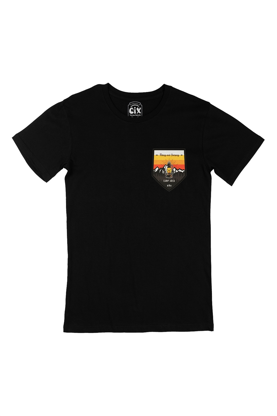 Highway Caravan Cep Logo Tasarımlı Siyah Tişört