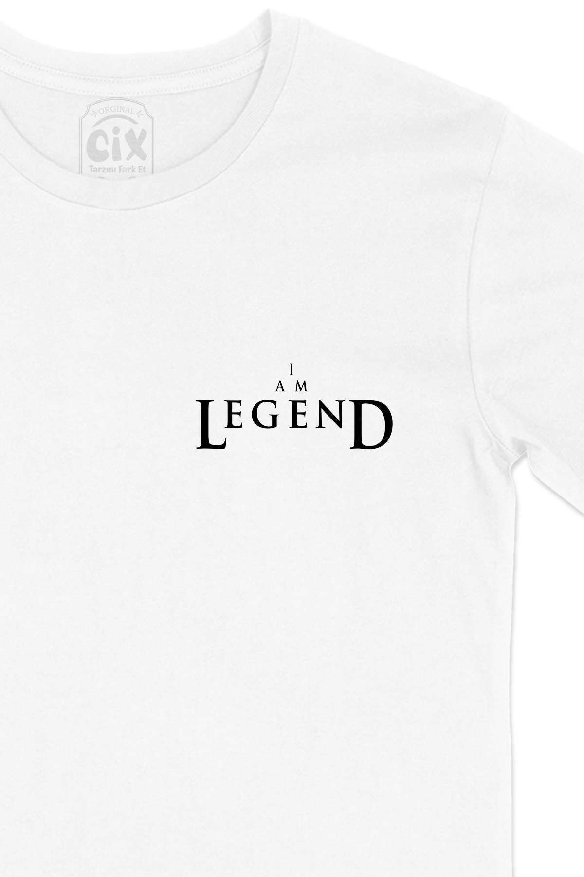 I am Legend Cep Logo Tasarımlı Beyaz Tişört