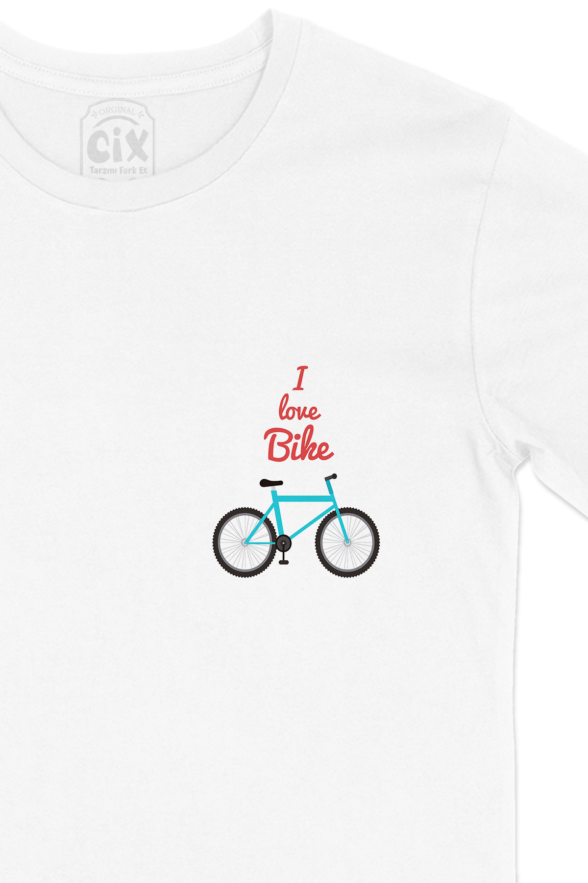 I Love Bike Cep Logo Tasarımlı Beyaz Tişört