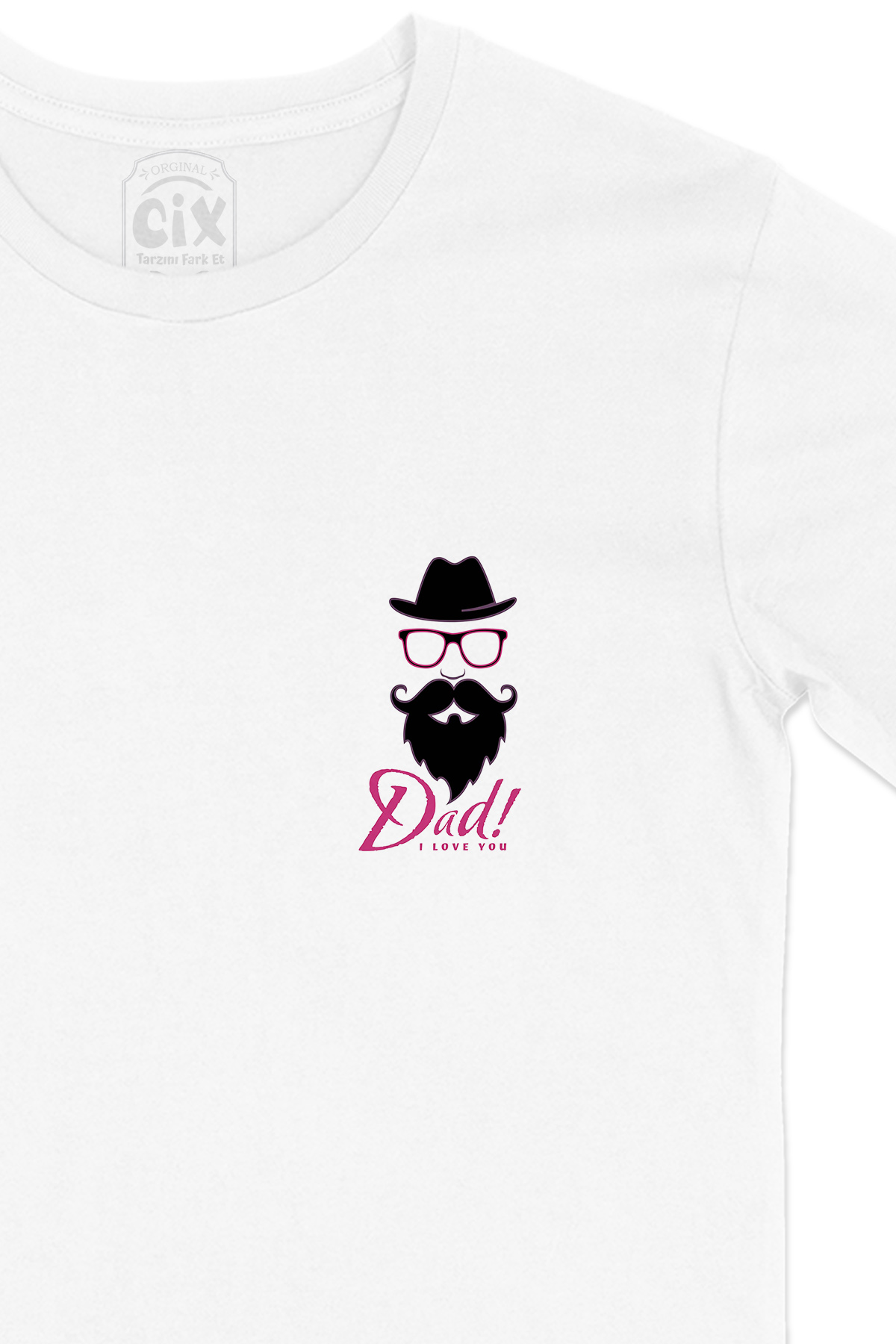 I Love Dad Babalar Günü Cep Logo Tasarımlı Beyaz Tişört