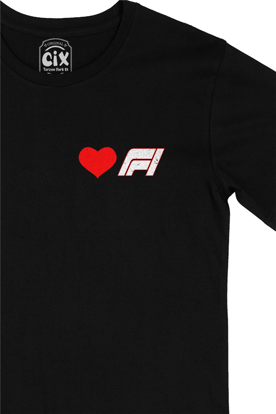 I Love F1 Cep Logo Tasarımlı Siyah Tişört