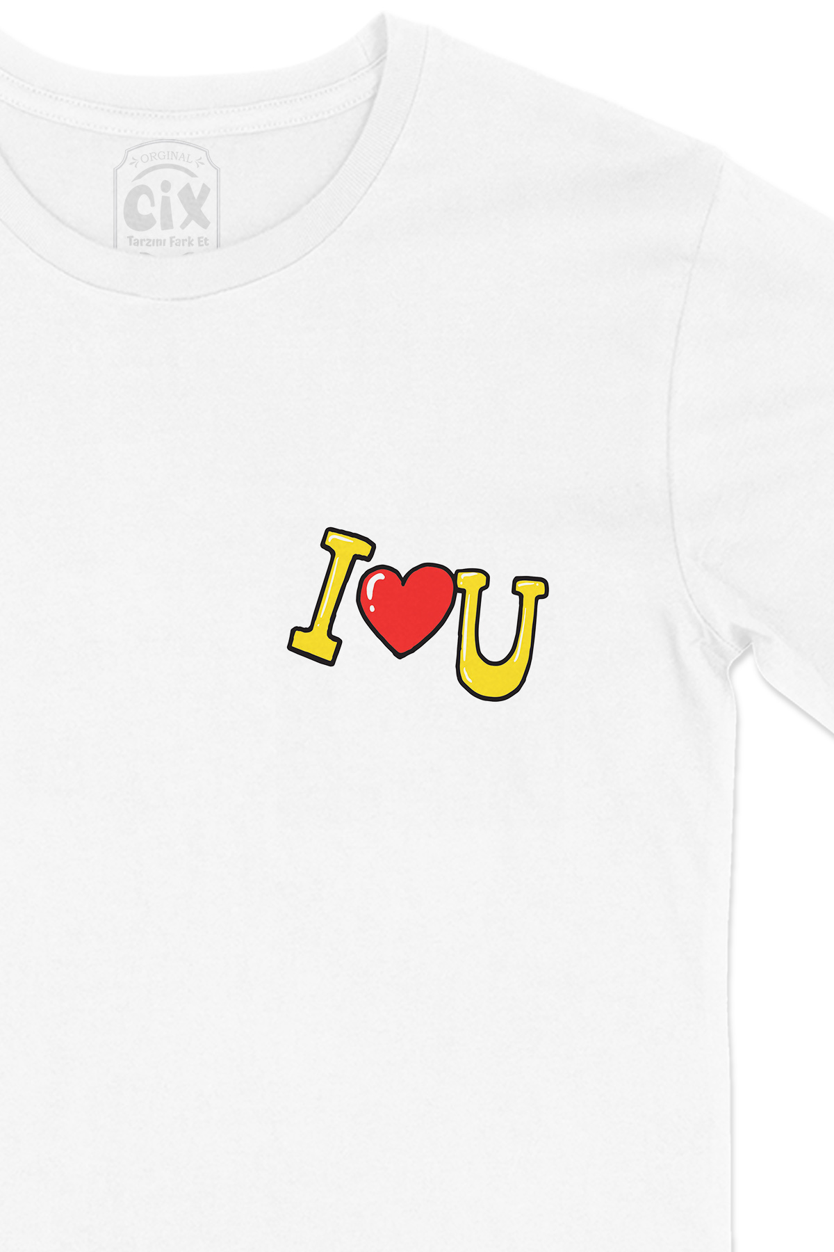 I Love You Cep Logo Tasarımlı Beyaz Tişört