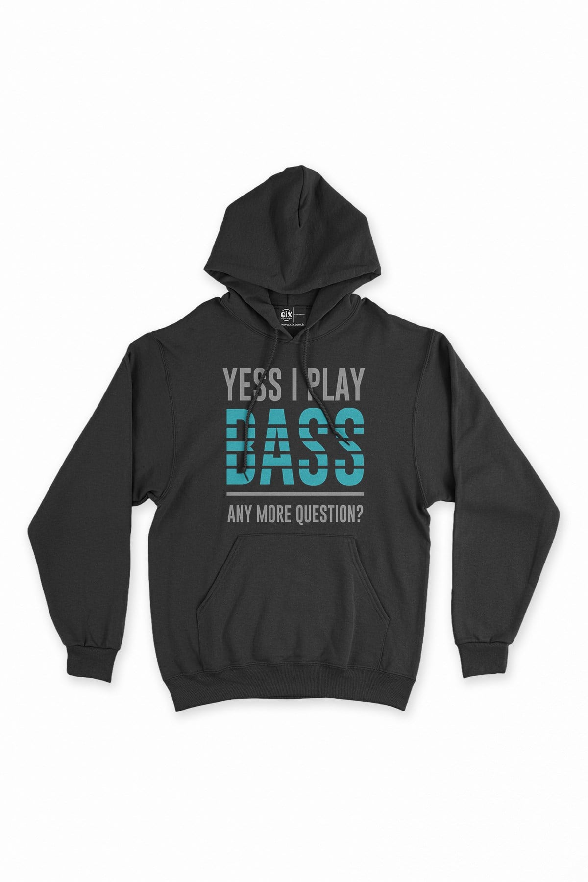 I Play Bass Siyah Kapşonlu Sweatshirt Hoodie