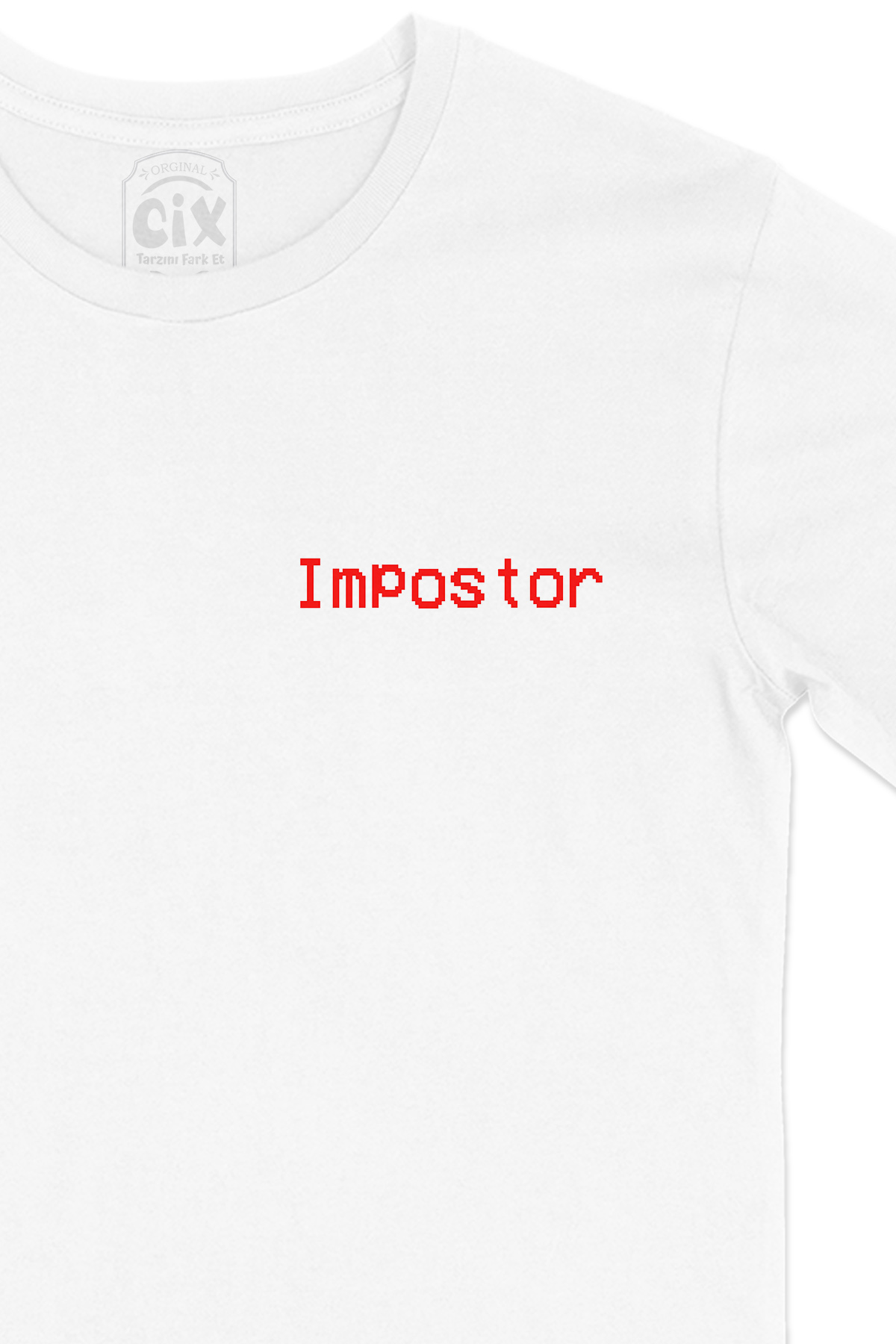 Impostor Among Us Cep Logo Tasarımlı Beyaz Tişört