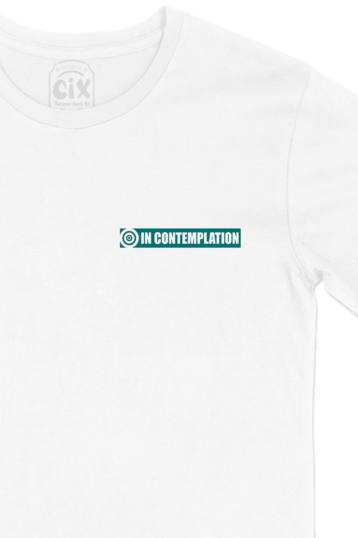 In Contemplation Cep Logo Tasarımlı Beyaz Tişört
