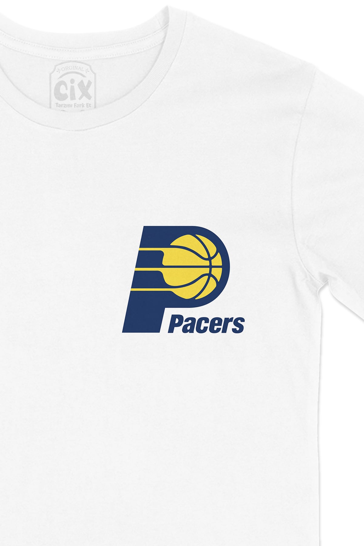 Indiana Pacers Cep Logo Tasarımlı Beyaz Tişört