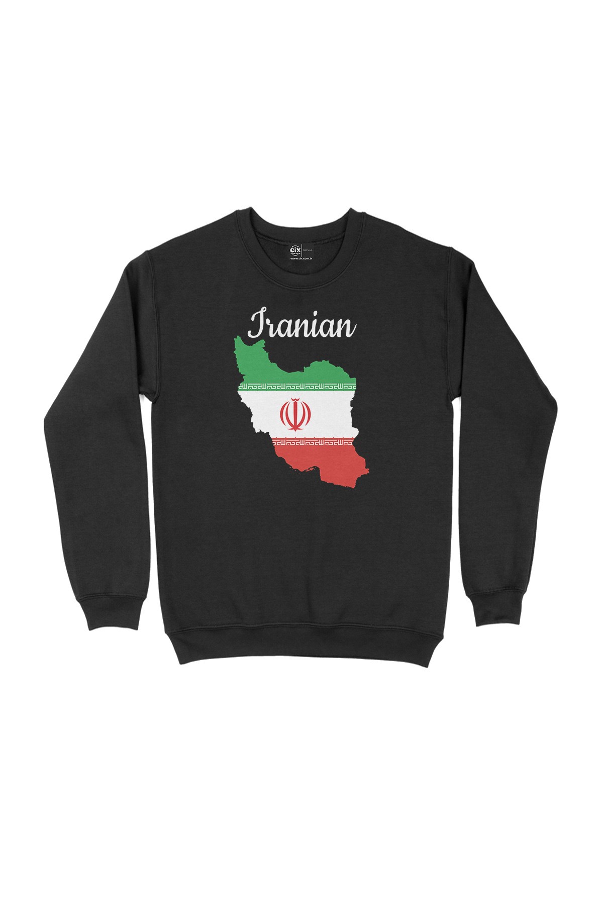 İran Haritalı ve Bayraklı Siyah Sweatshirt