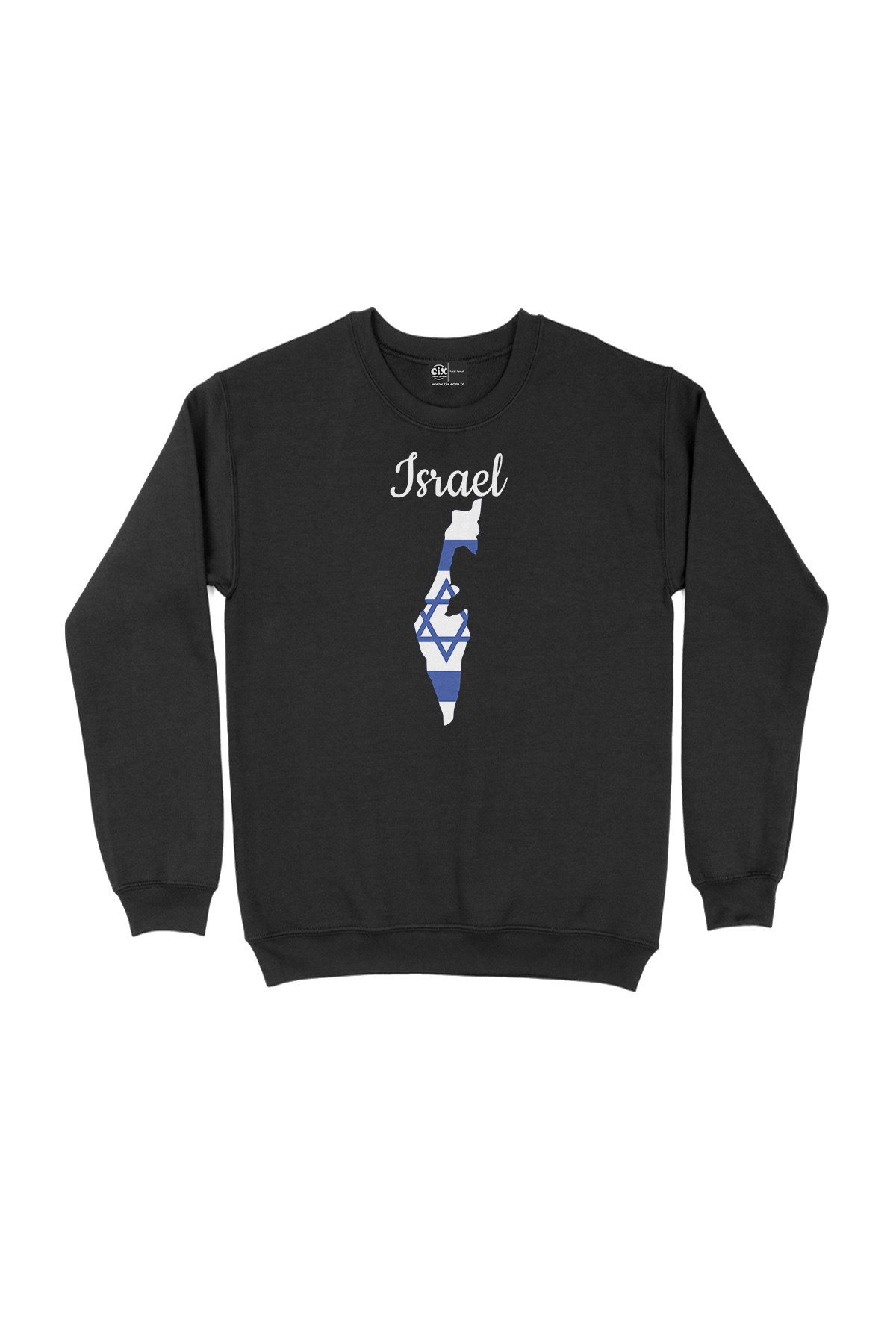 İsrail Haritalı ve Bayraklı Siyah Sweatshirt