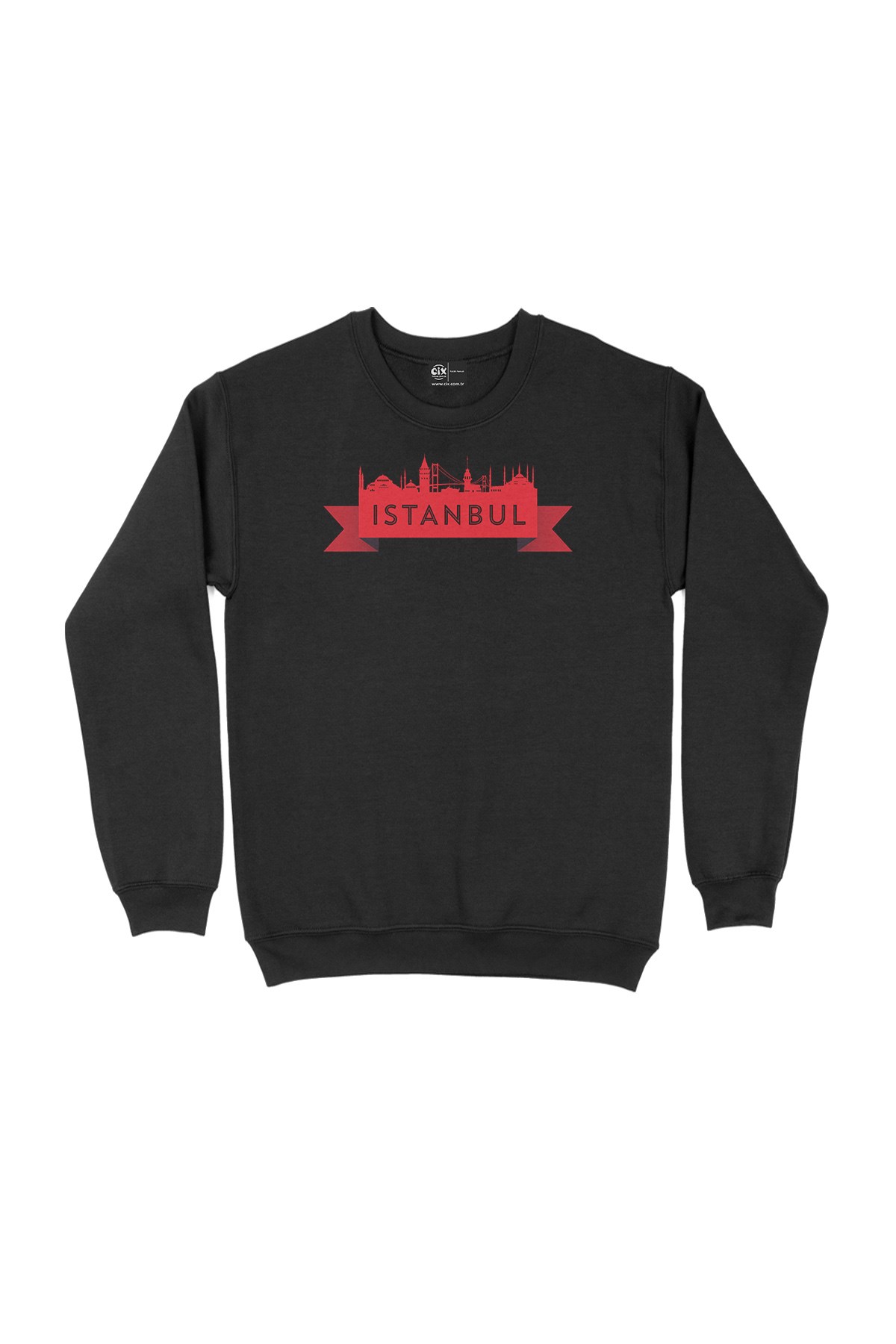 İstanbul Tasarımlı Siyah Sweatshirt