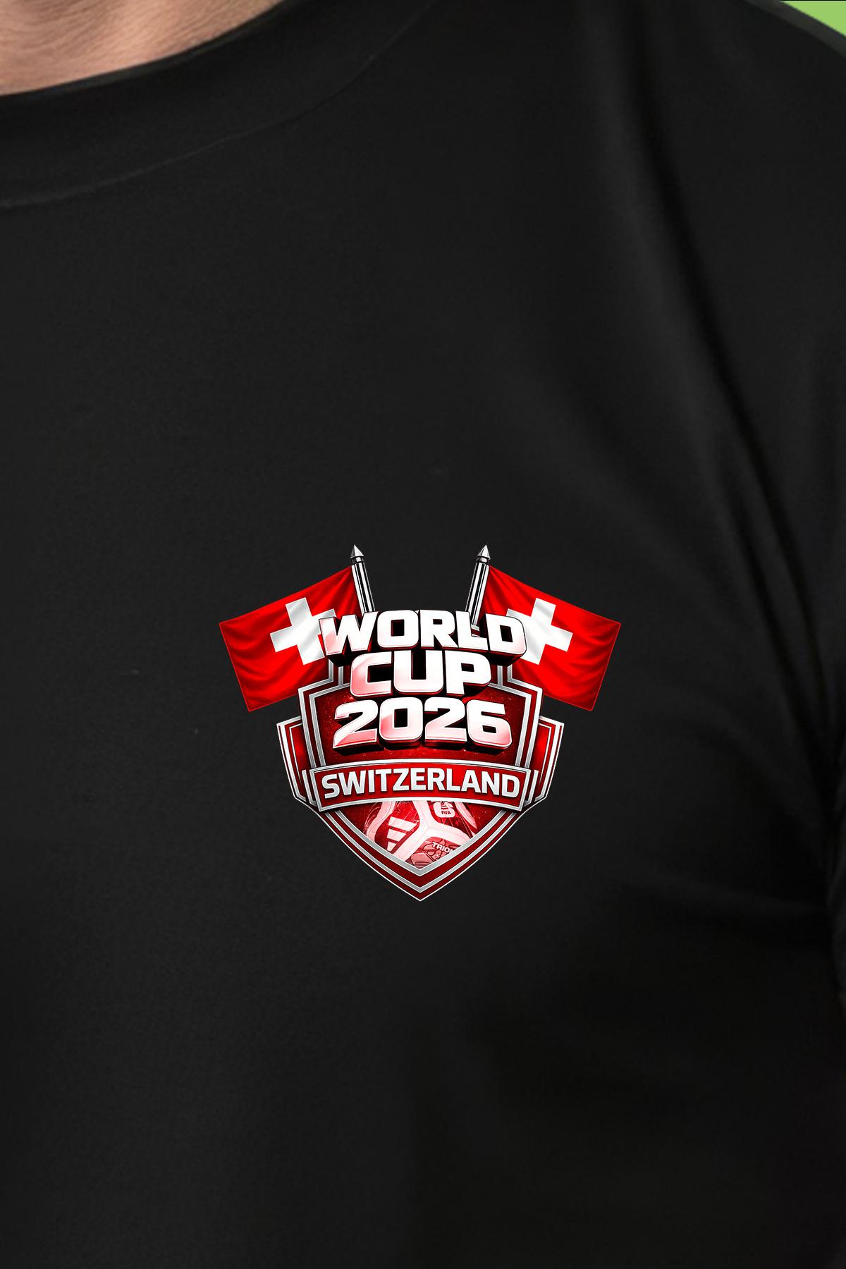 İsviçre Dünya Kupası 2026 Siyah Tişört