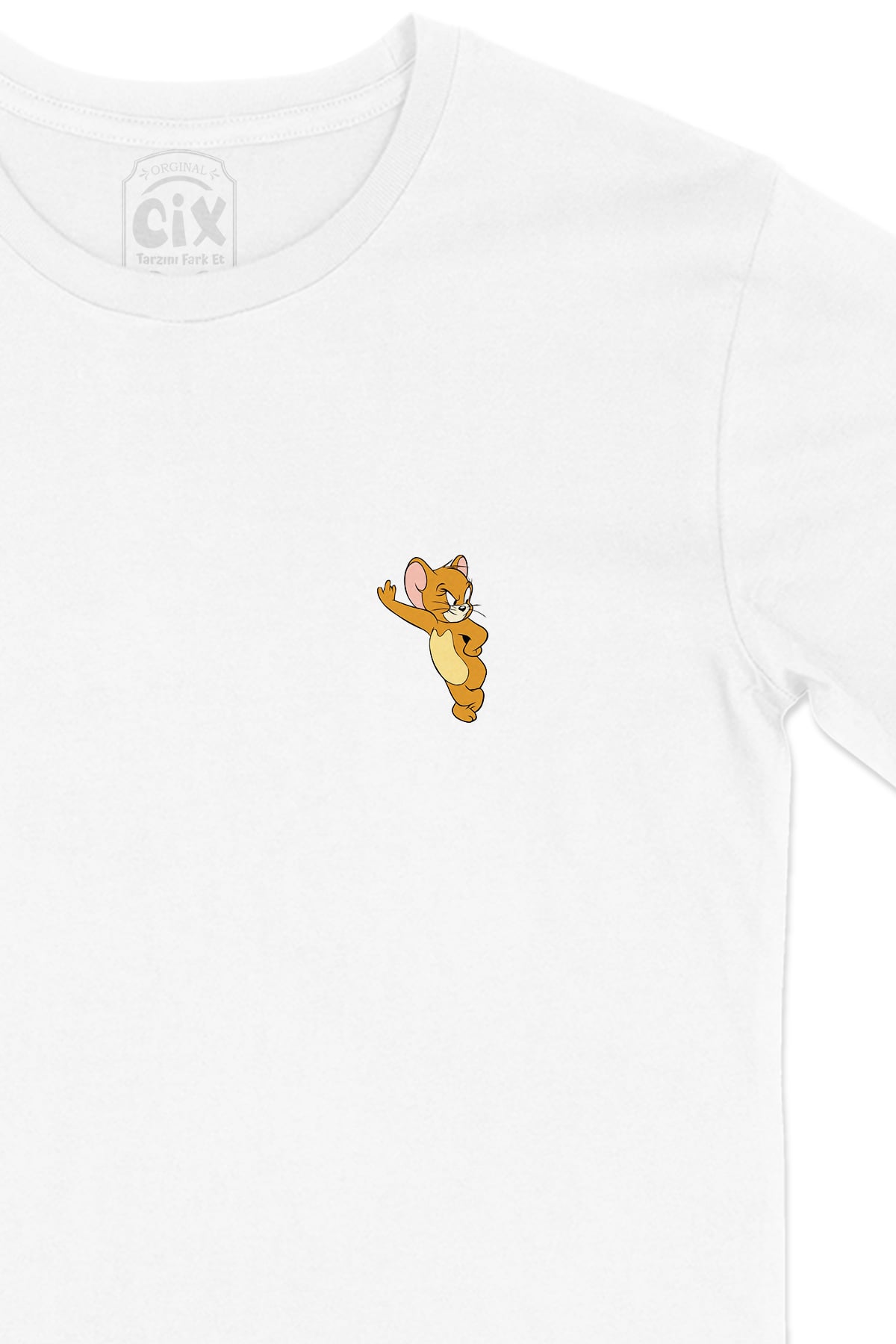 Jerry Cep Logo Tasarımlı Beyaz Tişört
