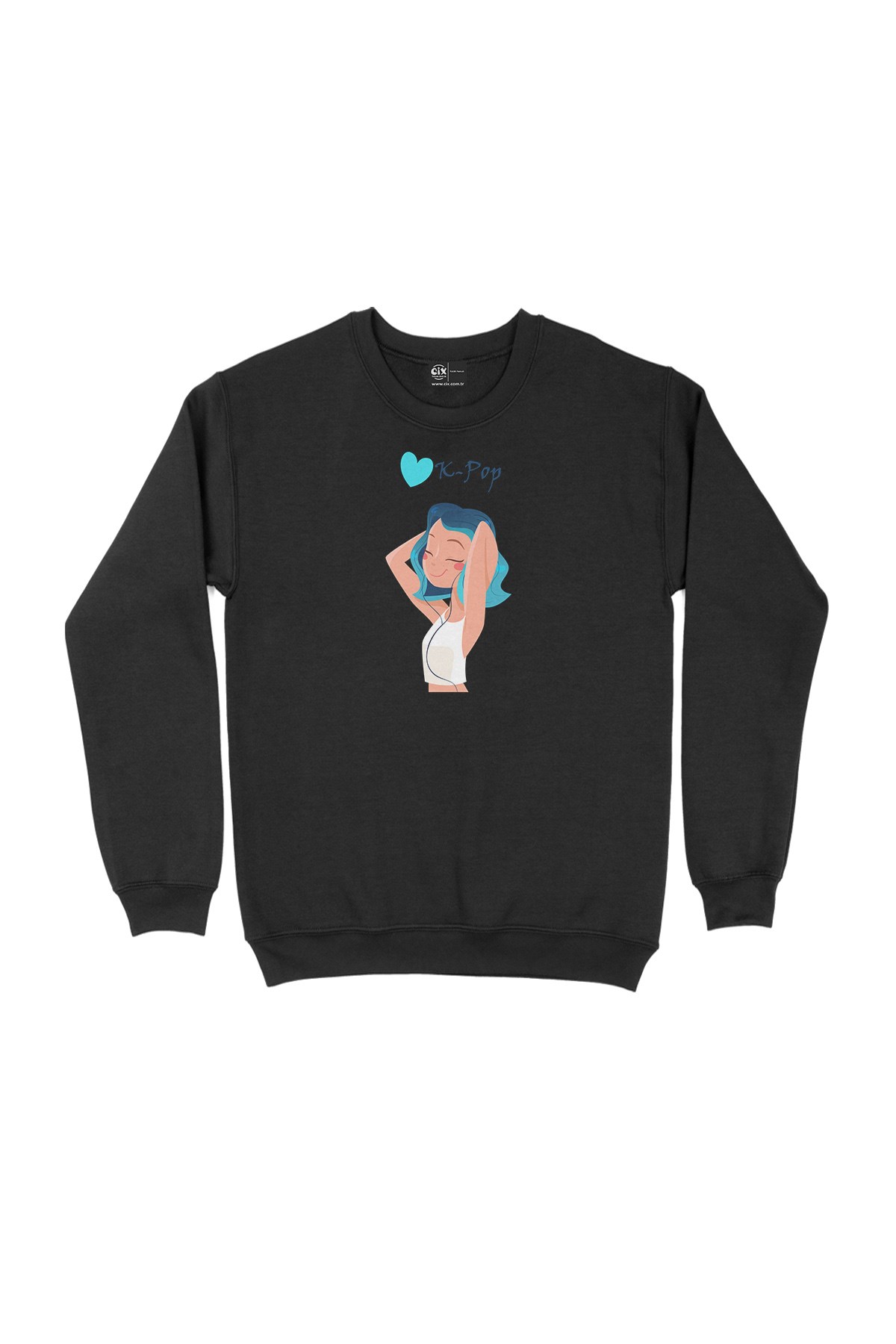 K-Pop Kızı Siyah Sweatshirt