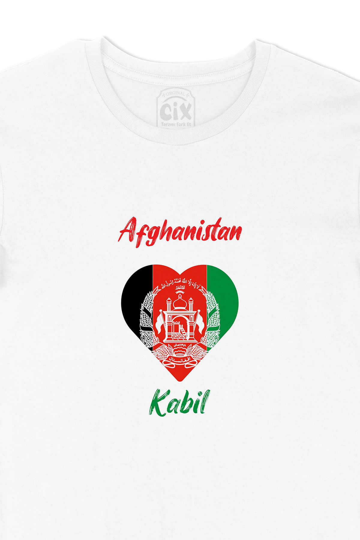Kabil Afganistan Bayraklı Kalpli Tişört
