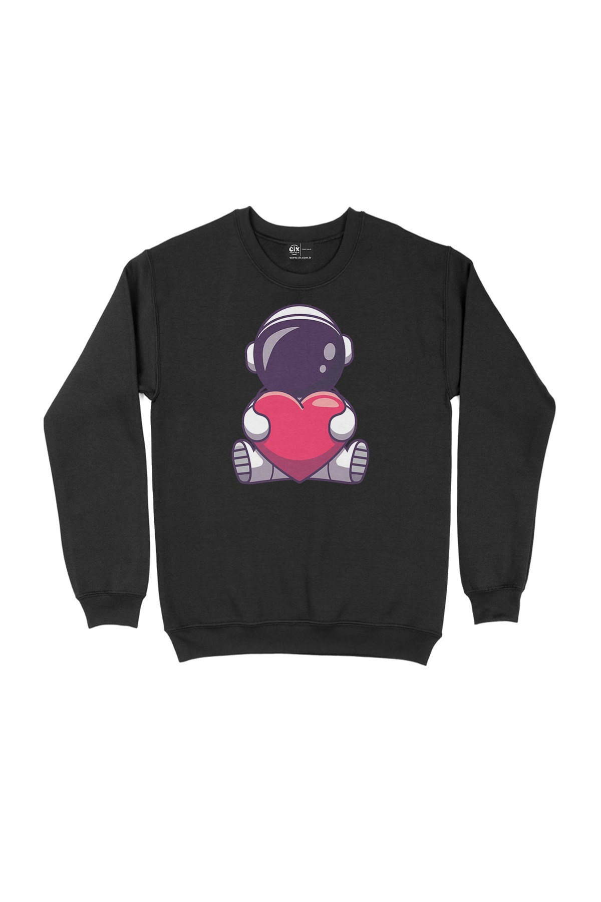 Kalpli Astronot Siyah Sweatshirt