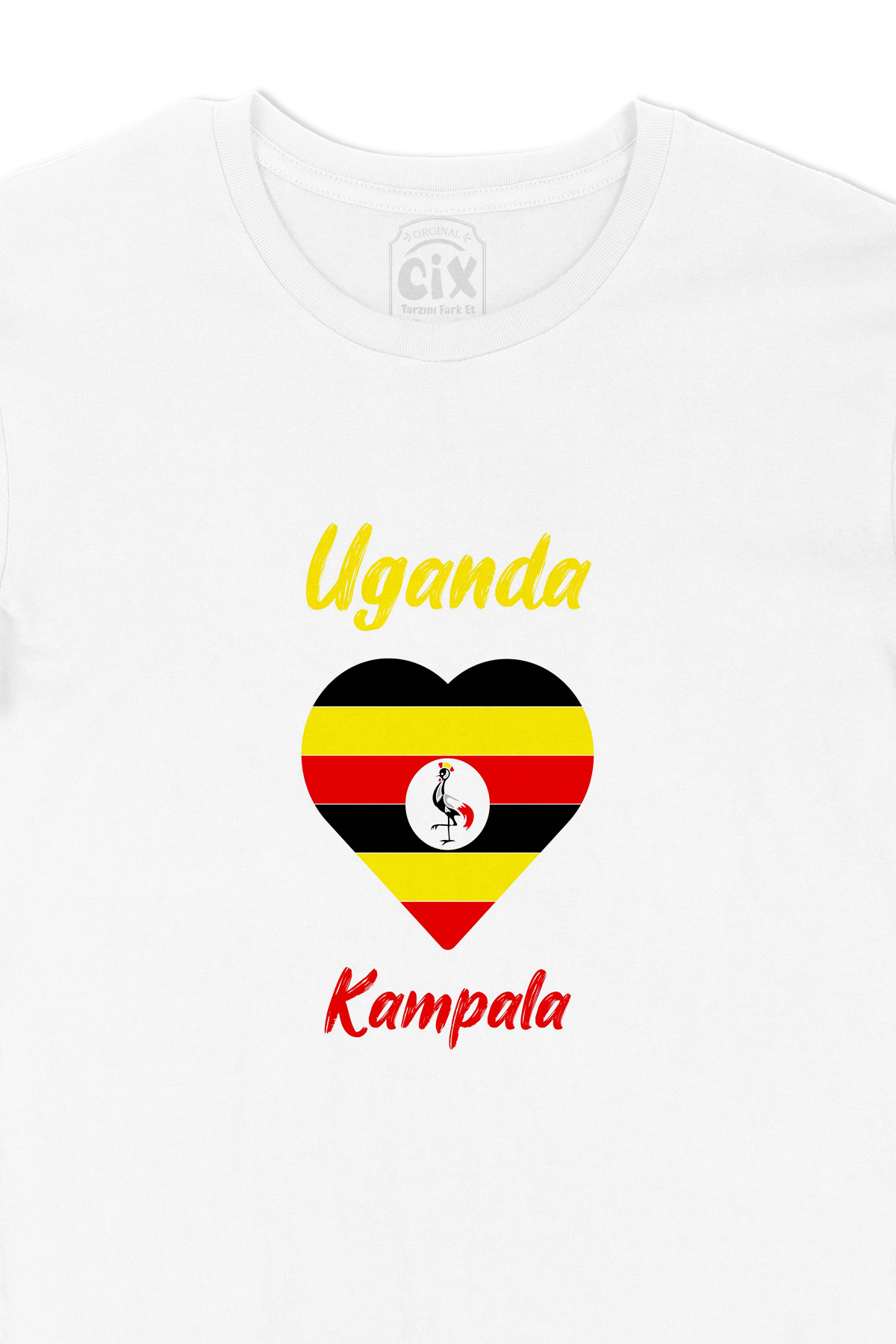 Kampala Uganda Bayraklı Kalpli Tişört