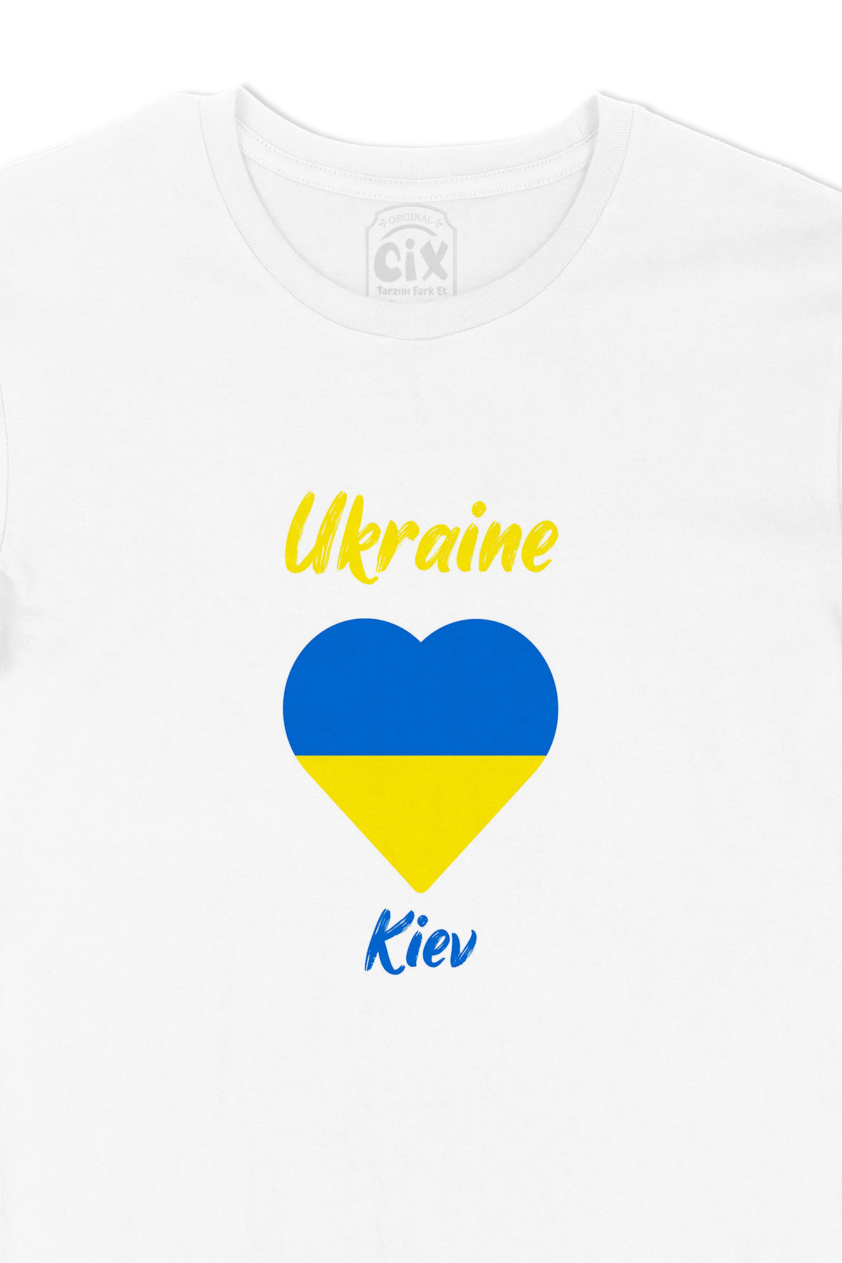 Kiev Ukrayna Bayraklı Kalpli Tişört