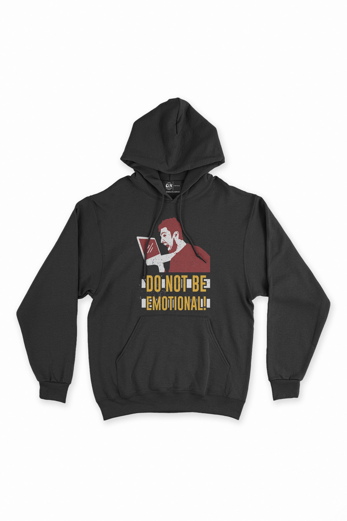 Kırmızı Do Not Be Emotional Siyah Kapşonlu Sweatshirt Hoodie