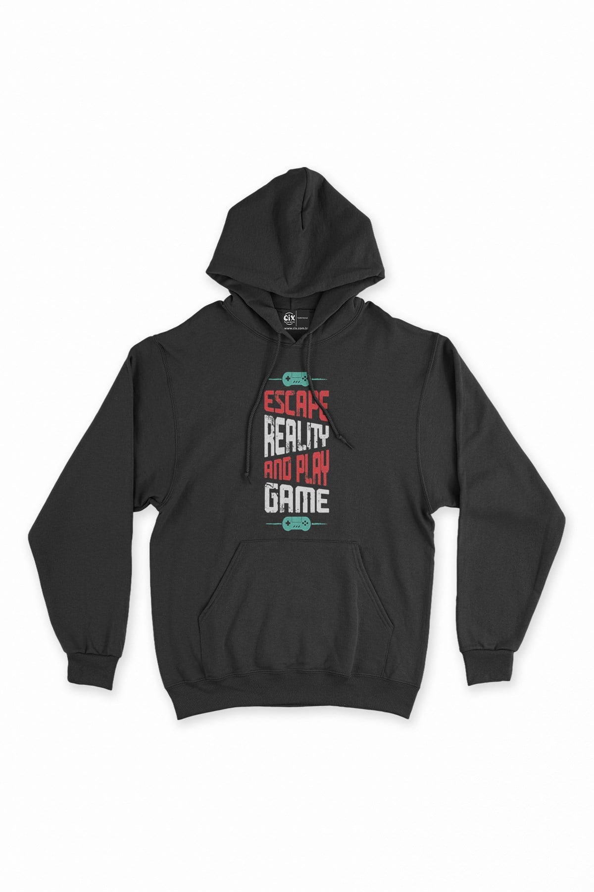 Kırmızı Escape Reality Siyah Kapşonlu Sweatshirt Hoodie