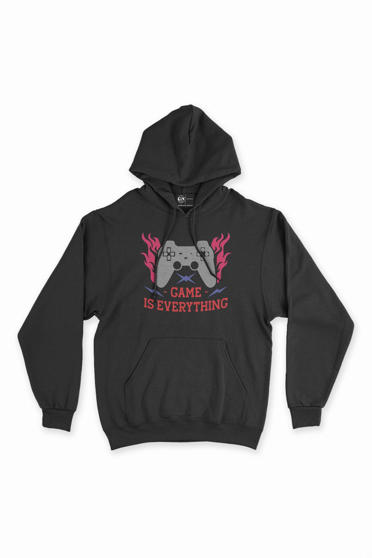 Kırmızı Game is Everything Siyah Kapşonlu Sweatshirt Hoodie