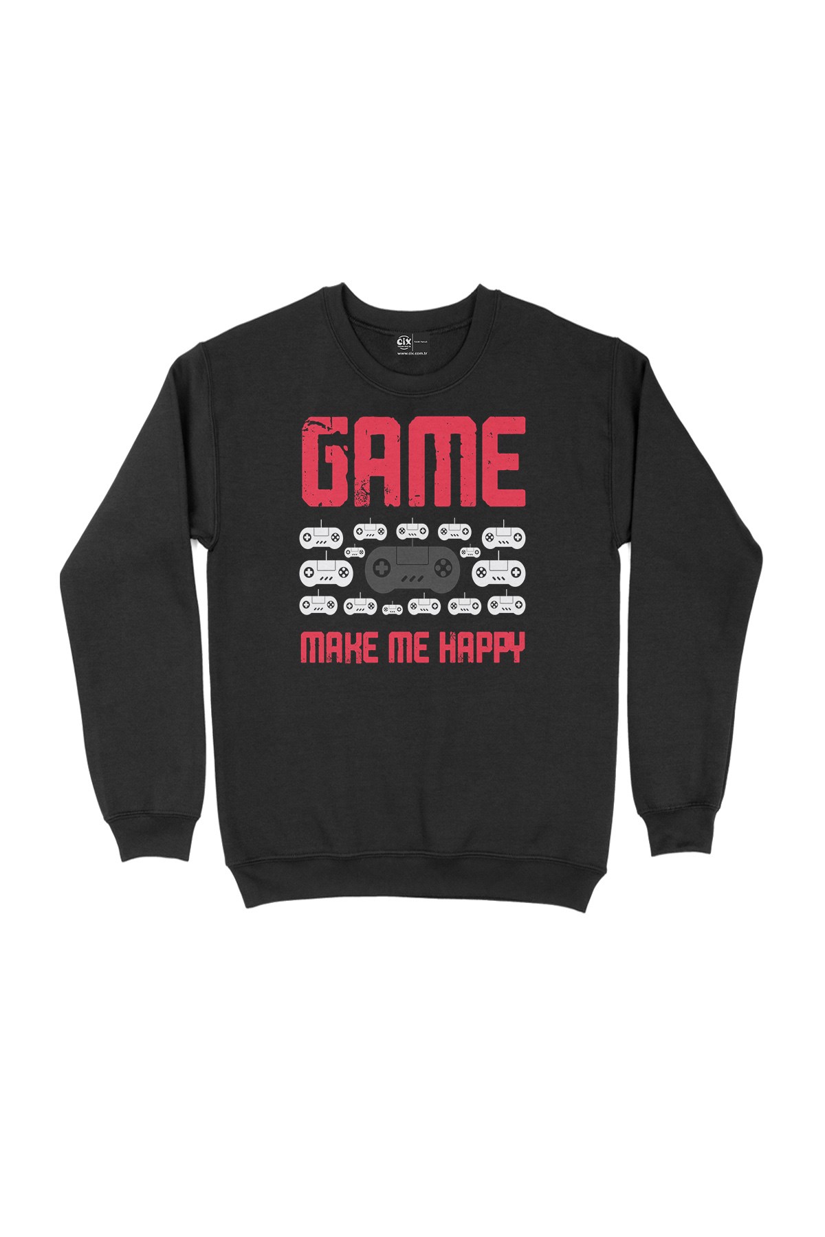 Kırmızı Game Make Me Happy Siyah Sweatshirt