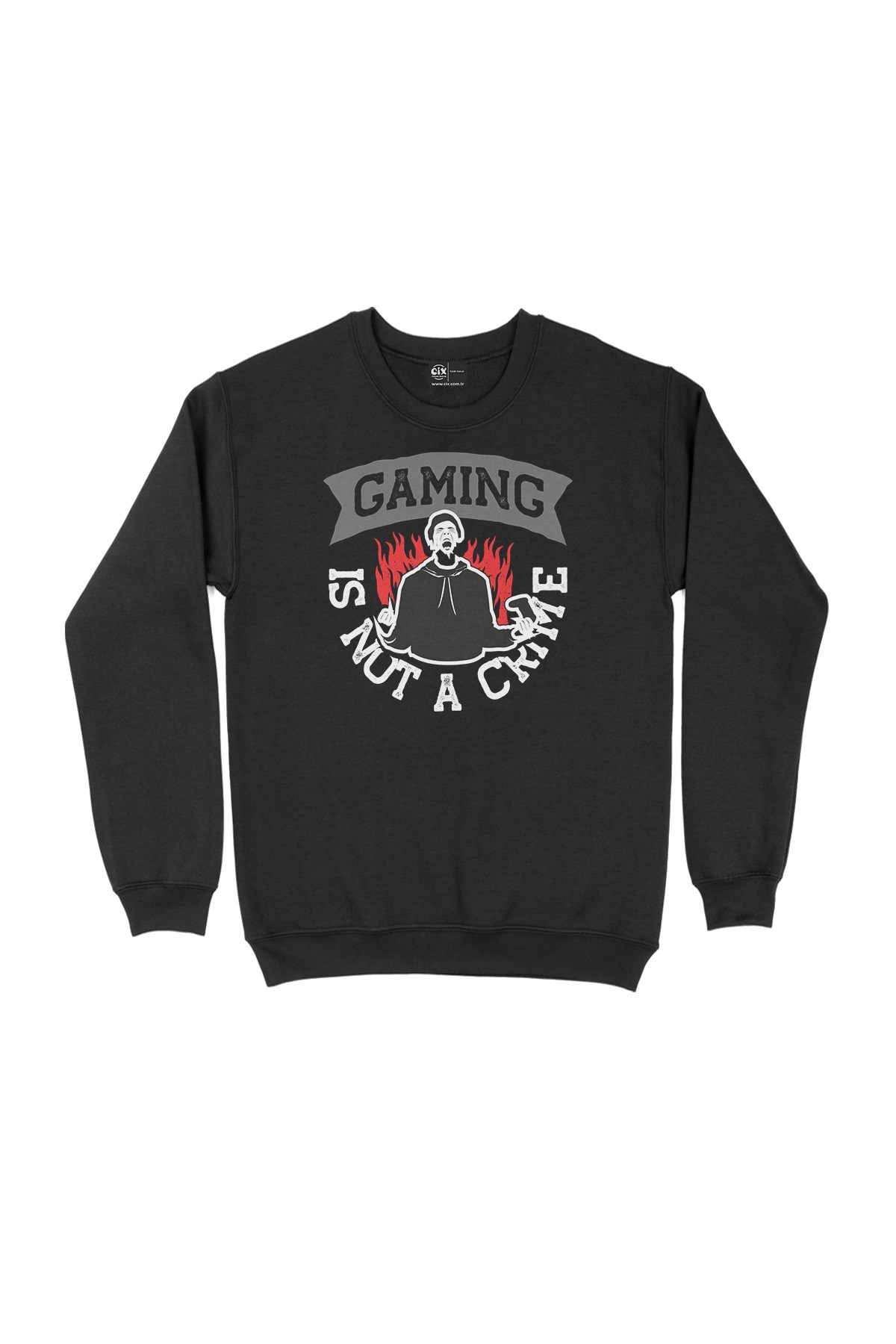 Kırmızı Gaming Is Not A Crime Siyah Sweatshirt