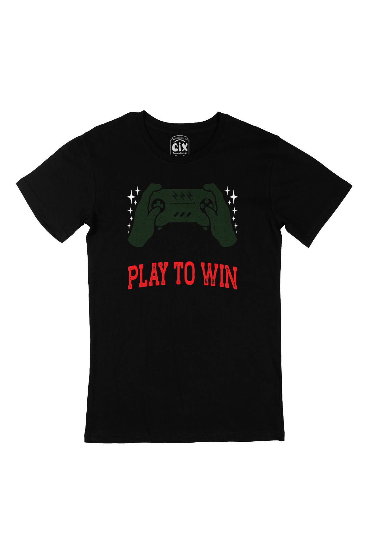 Kırmızı Play To Win  Siyah Tişört