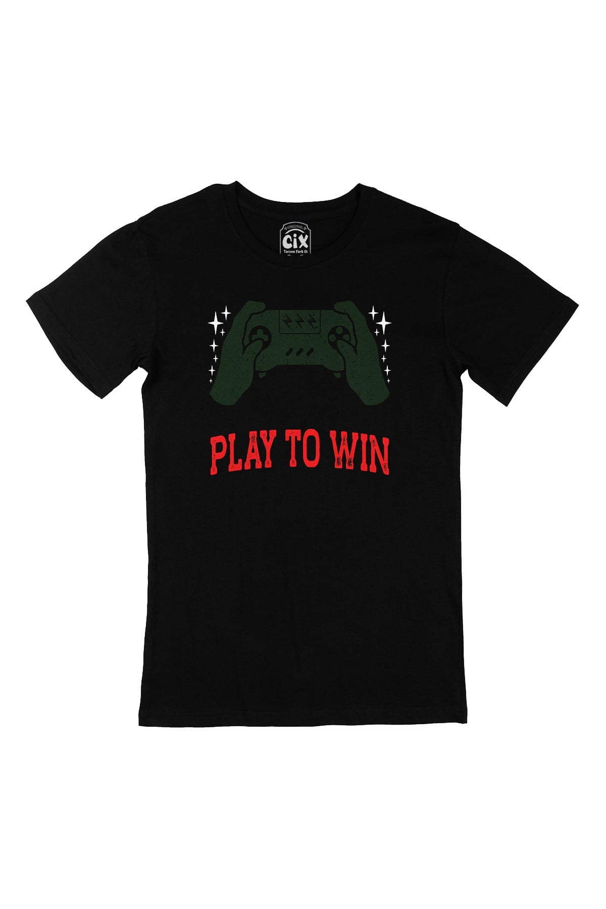 Kırmızı Play To Win  Siyah Tişört