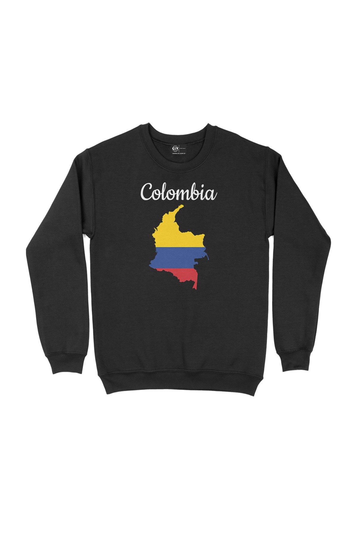 Kolombiya Haritalı ve Bayraklı Siyah Sweatshirt