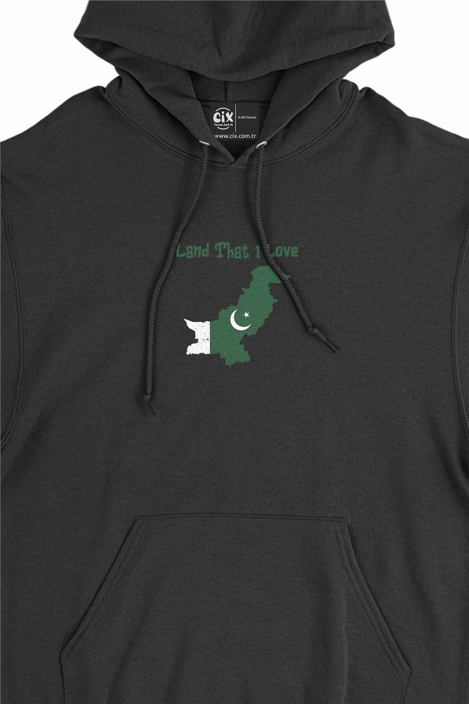Land That I Love Pakistan Minimal Kapşonlu Sweatshirt Hoodie