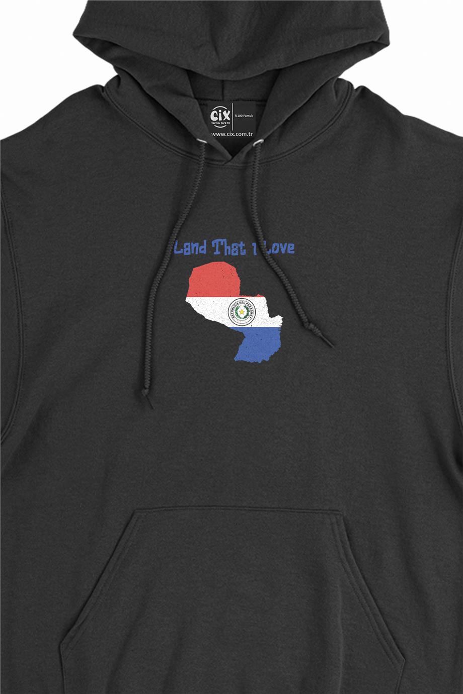 Land That I Love Paraguay Minimal Kapşonlu Sweatshirt Hoodie