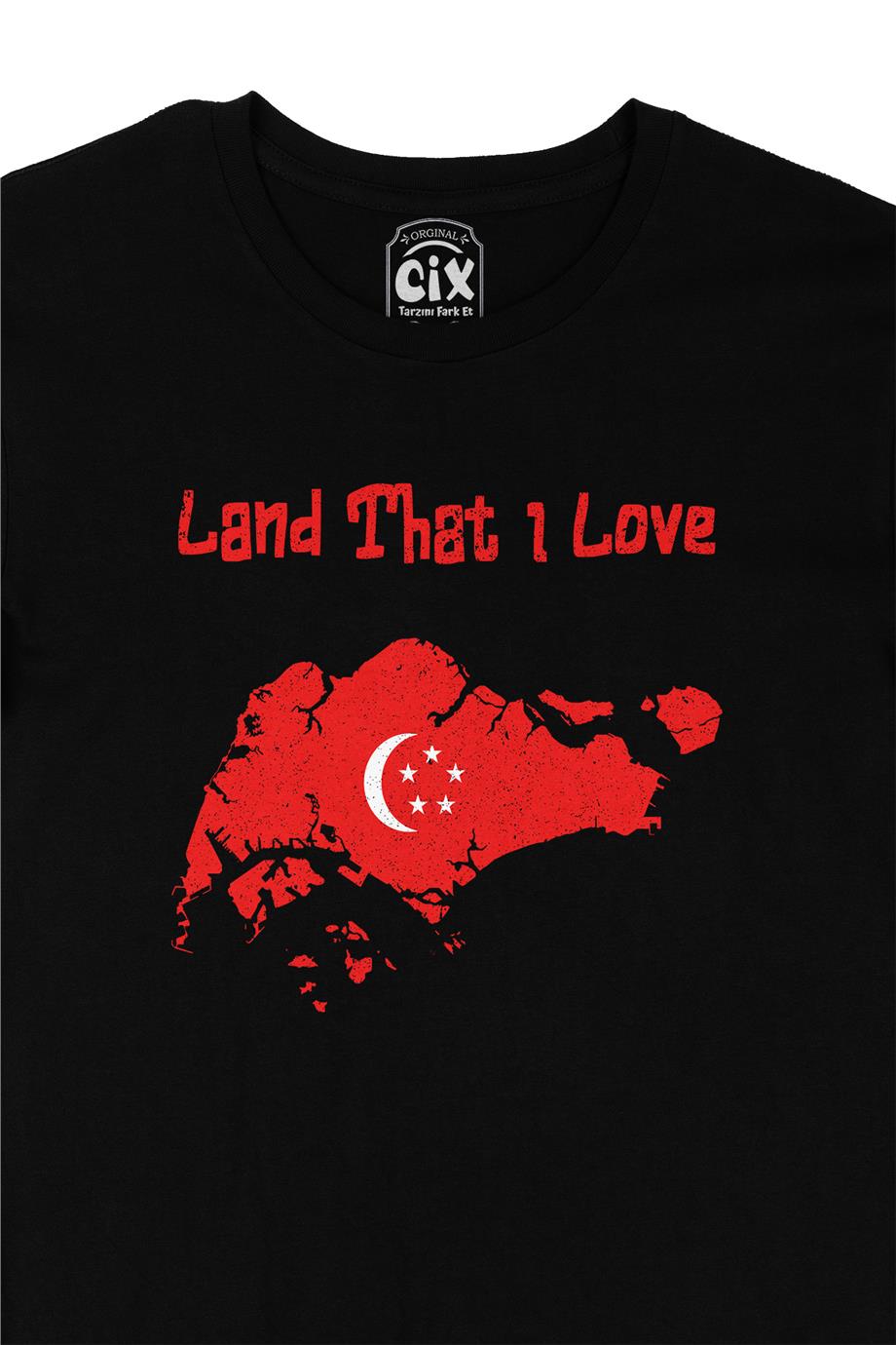 Land That I Love Singapur Siyah Tişört