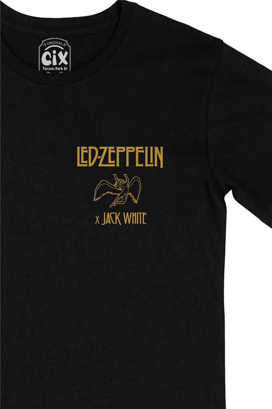 Led Zeppelin Jack White Cep Logo Tasarımlı Siyah Tişört