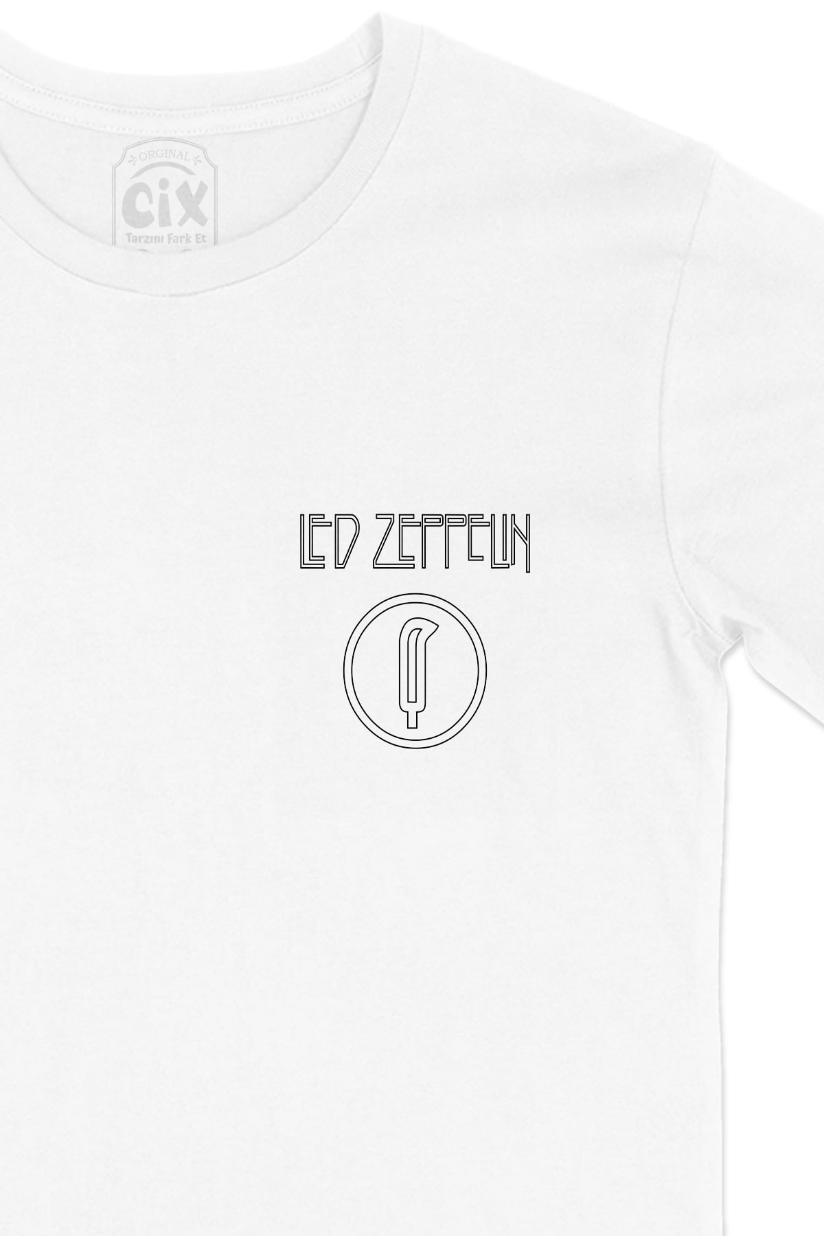 Led Zeppelin Robert Plant Cep Logo Tasarımlı Beyaz Tişört