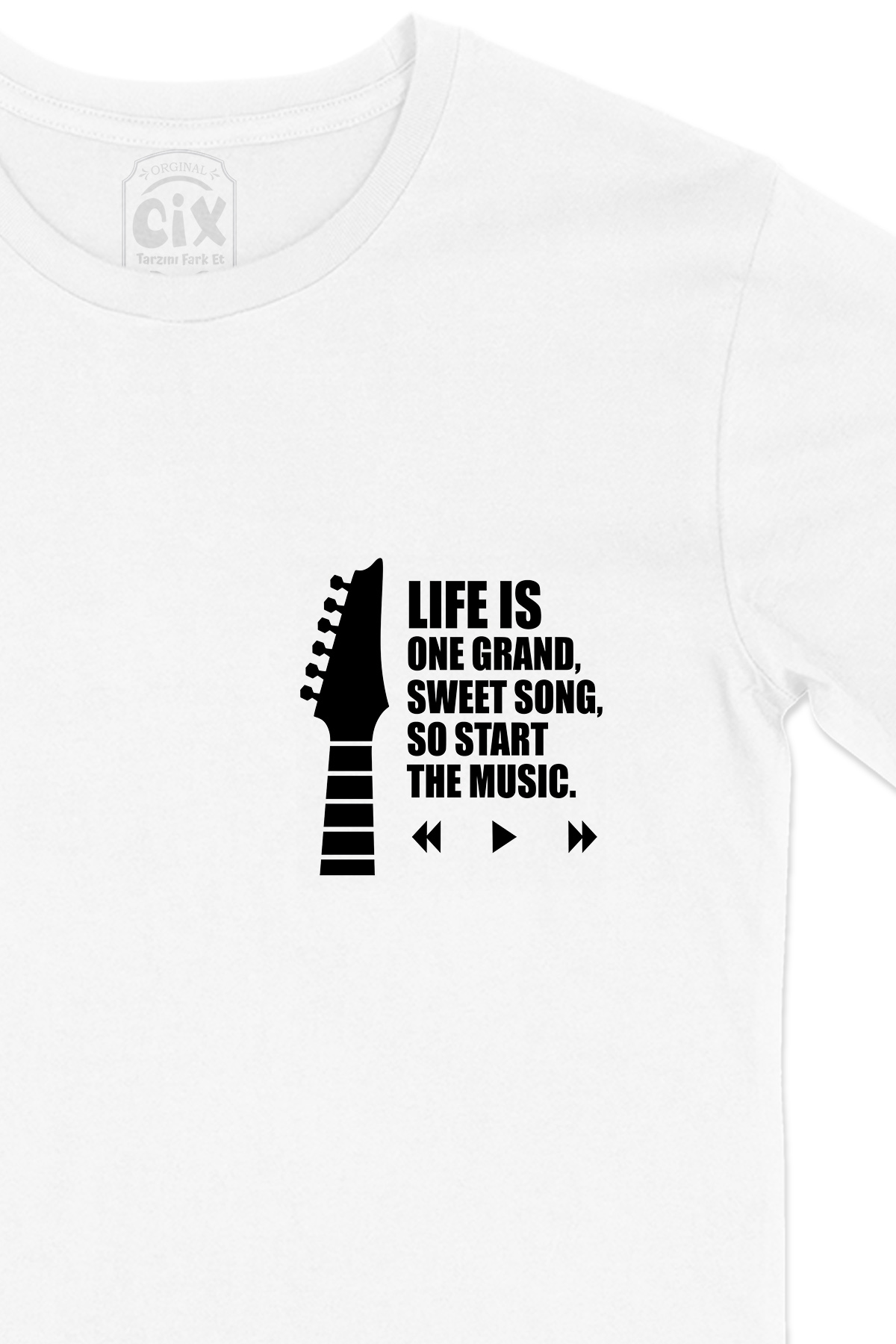 Life Is One Grand Cep Logo Tasarımlı Beyaz Tişört