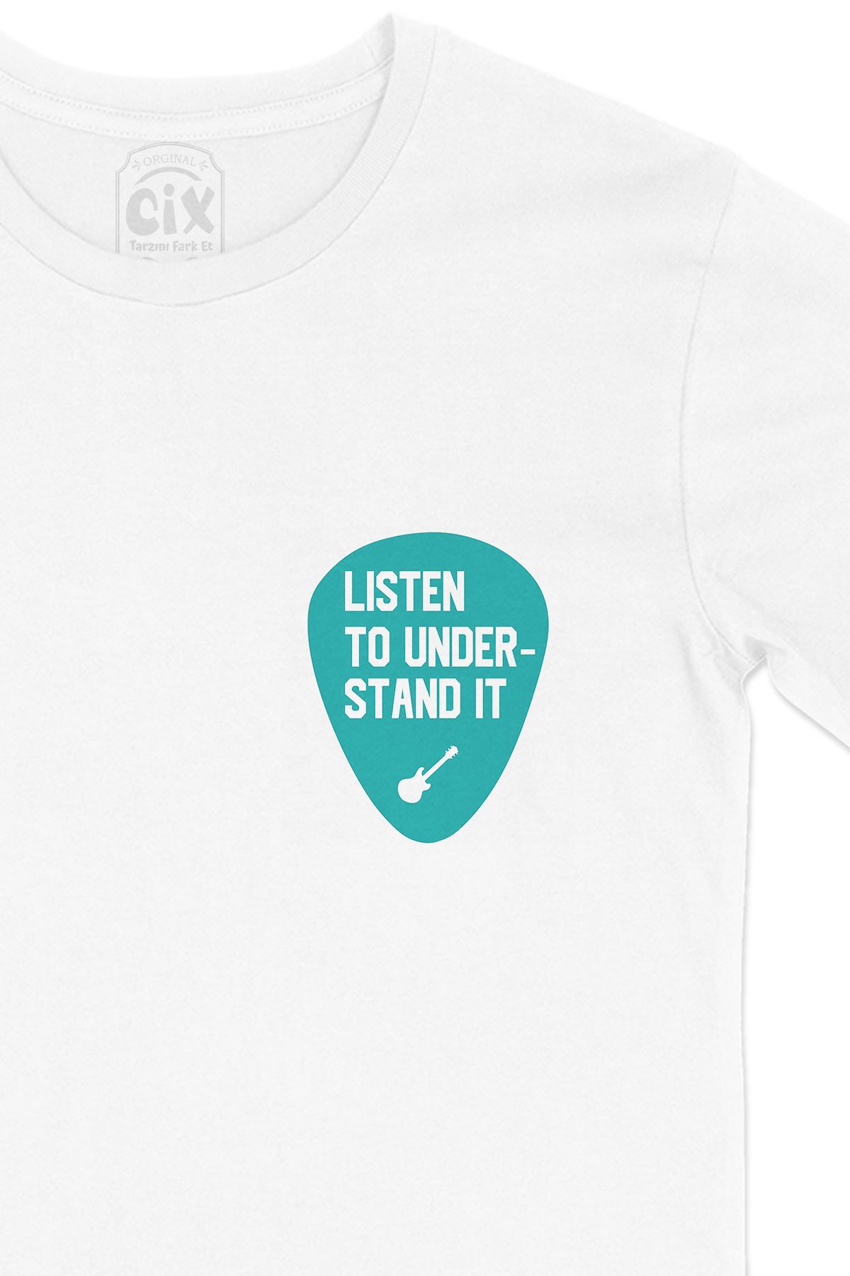 Listen To Understand It Cep Logo Tasarımlı Beyaz Tişört