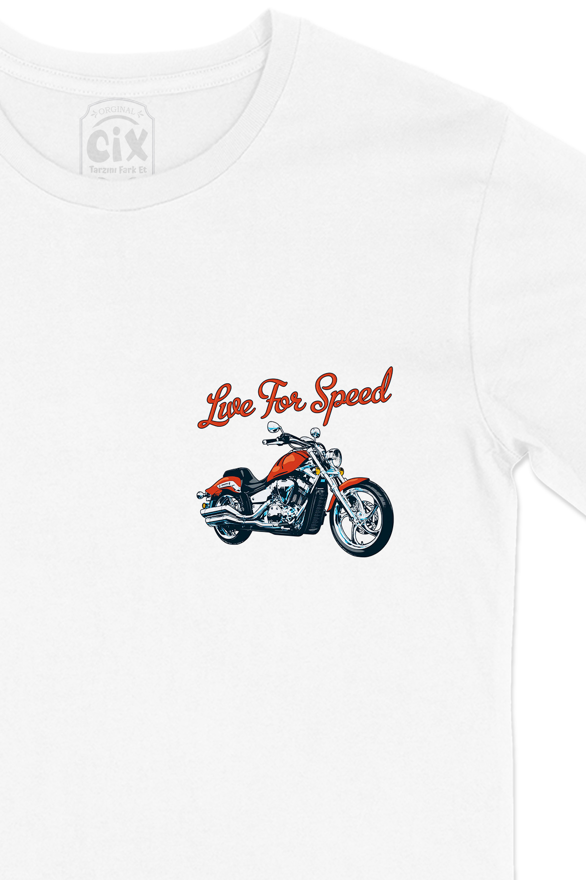 Live For Speed Motor Cep Logo Tasarımlı Beyaz Tişört
