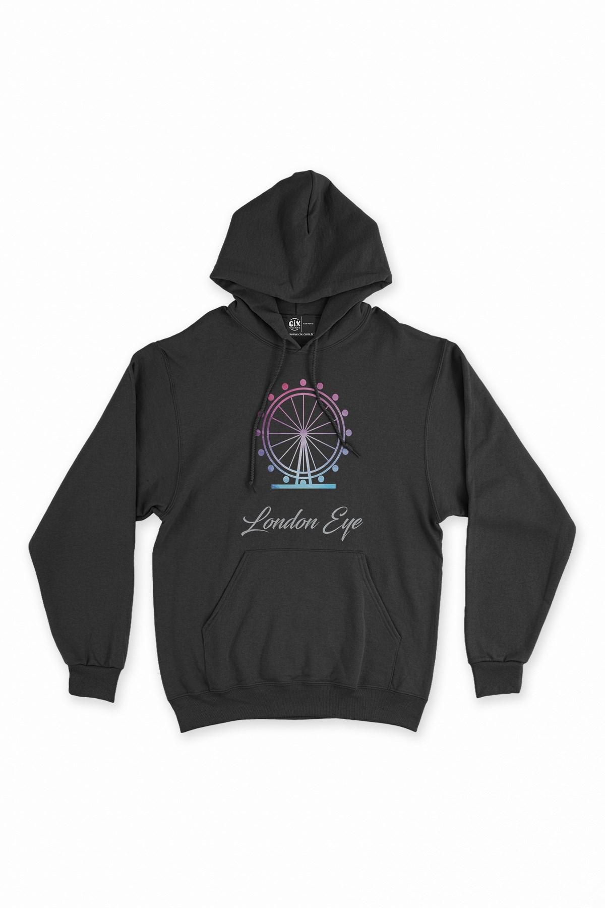 London Eye Siyah Kapşonlu Sweatshirt Hoodie