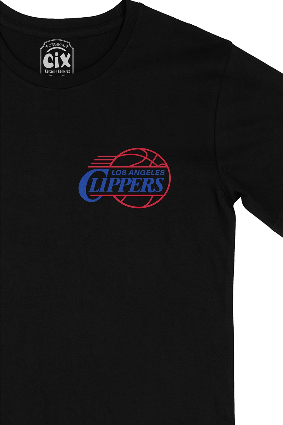 Los Angeles Clippers Cep Logo Tasarımlı Siyah Tişört
