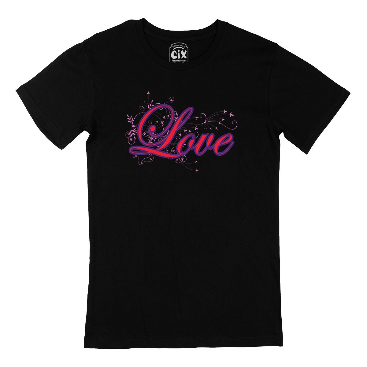 Love Yazılı Siyah Tişört
