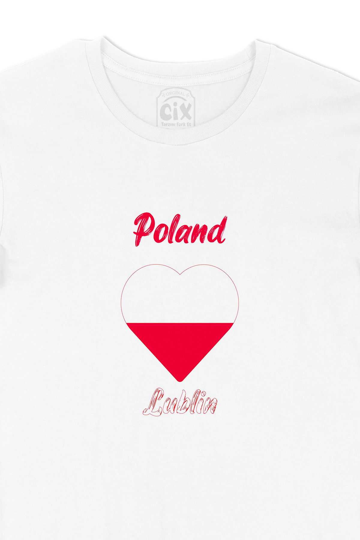 Lublin Polonya Bayraklı Kalpli Tişört