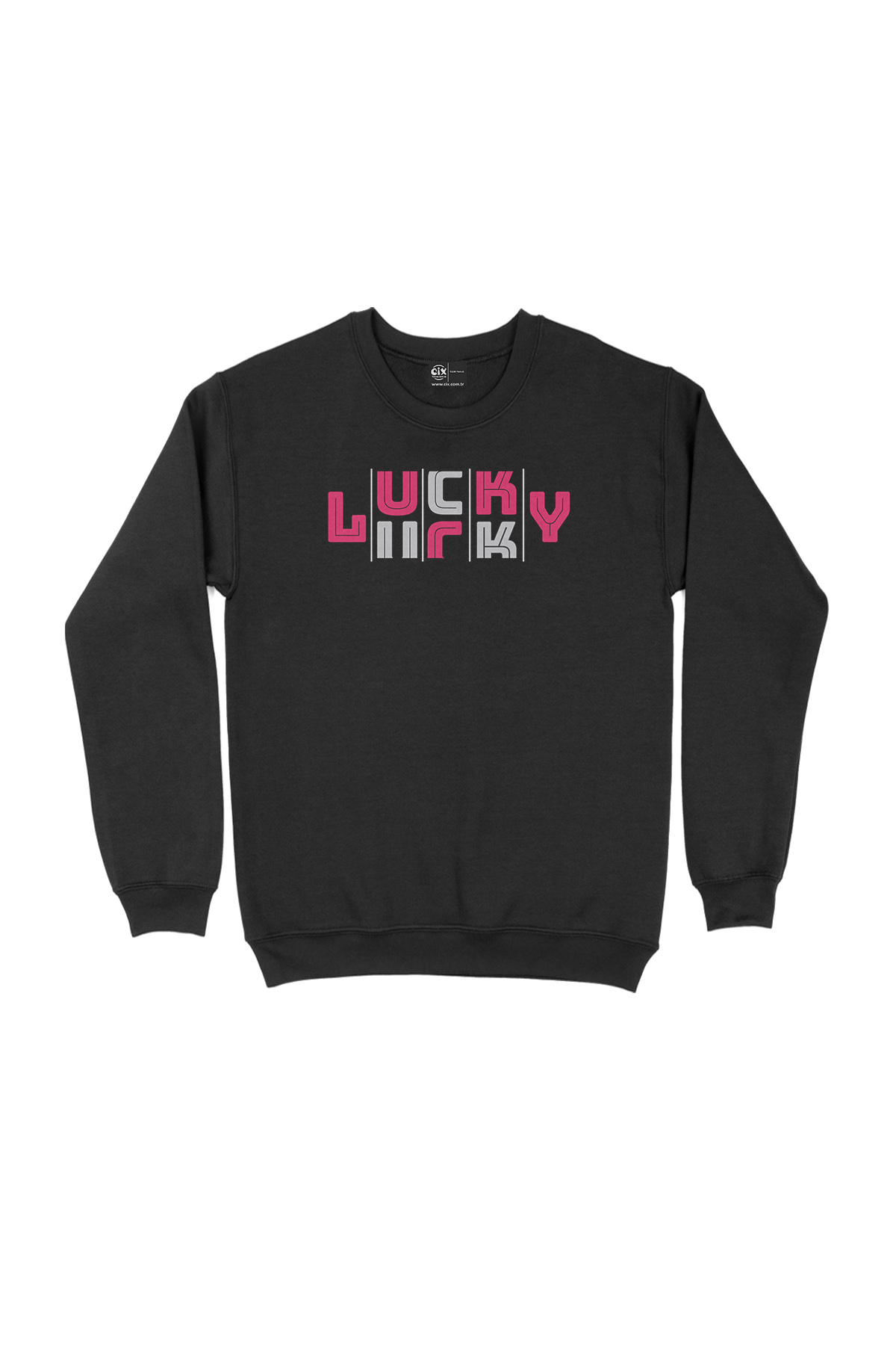 Lucky Şanslı Pembe Siyah Sweatshirt