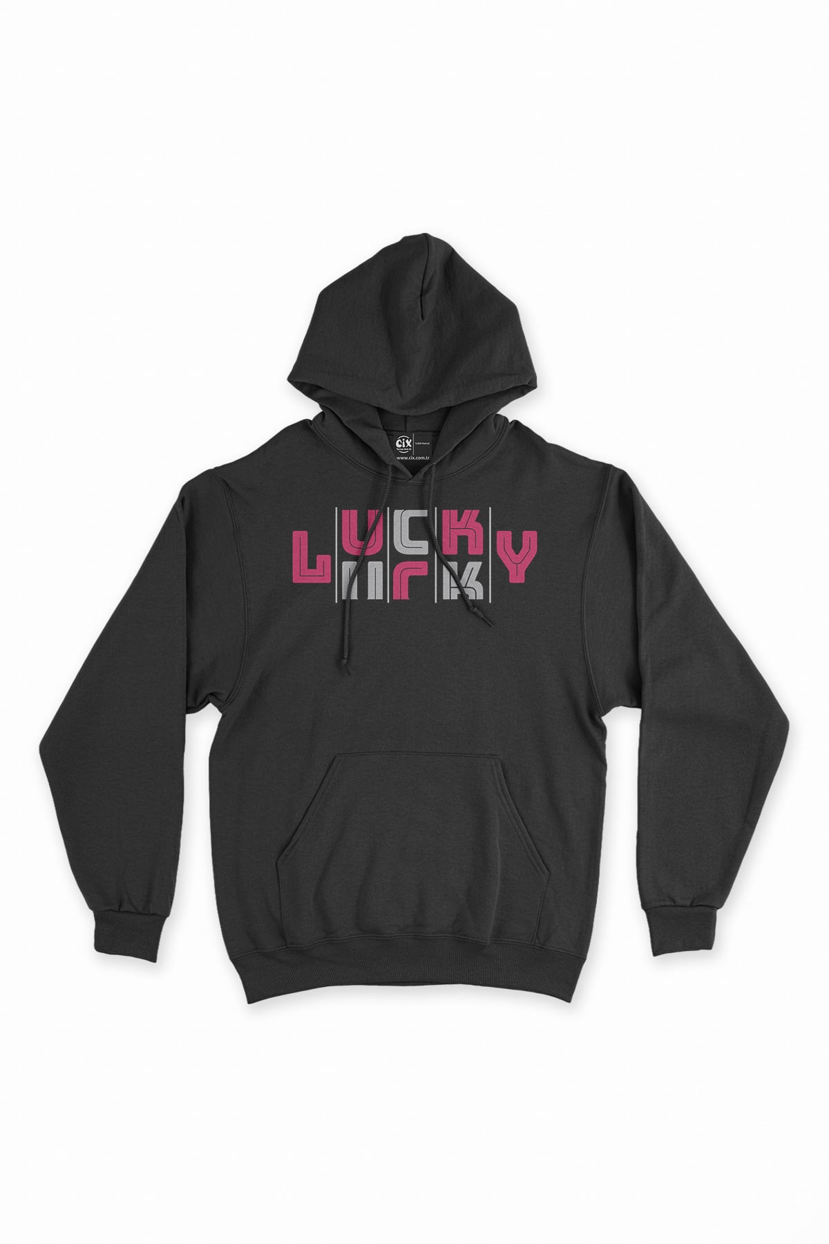 Lucky Şanslı Pembe Siyah Sweatshirt Hoodie