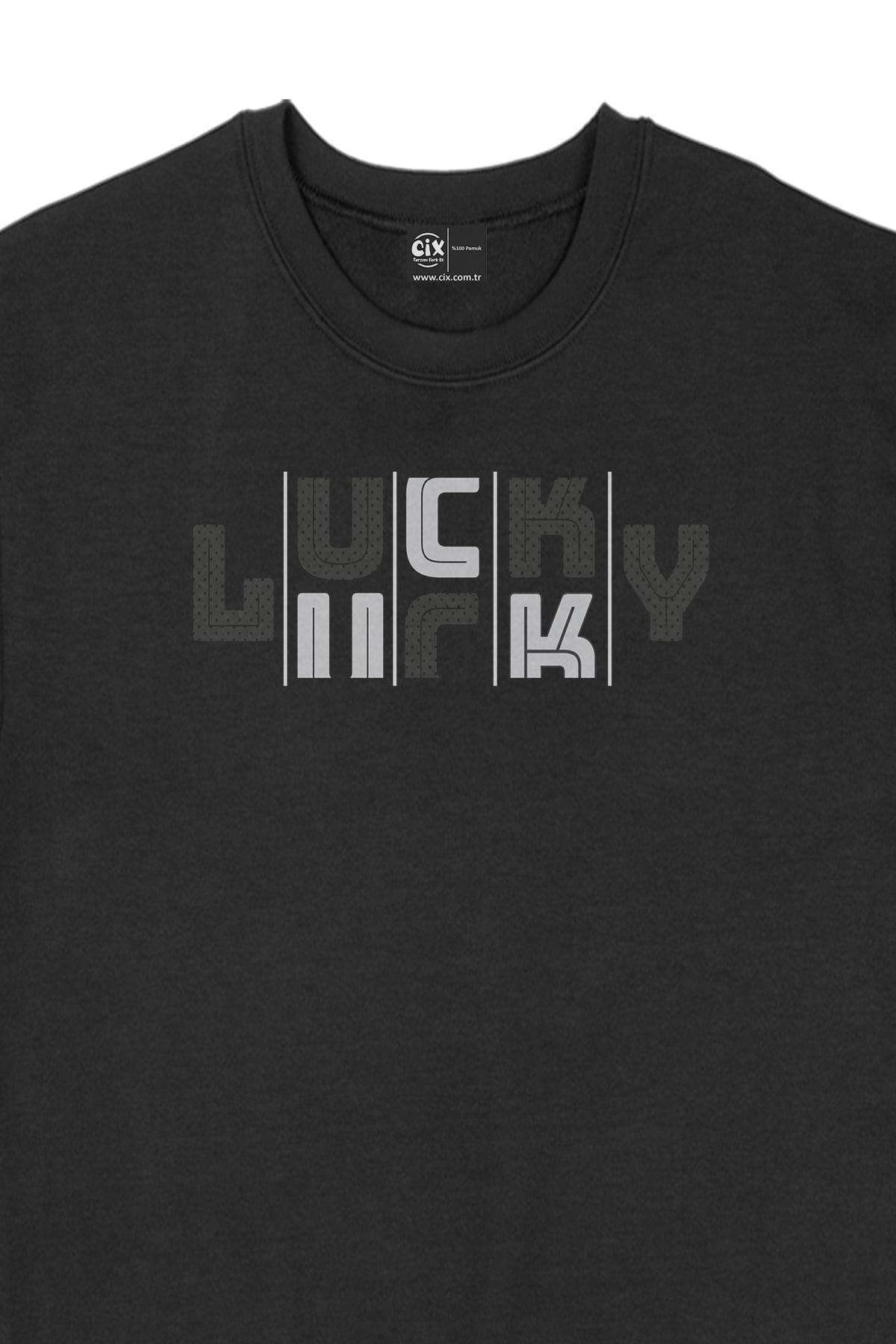 Lucky Şanslı Siyah Sweatshirt