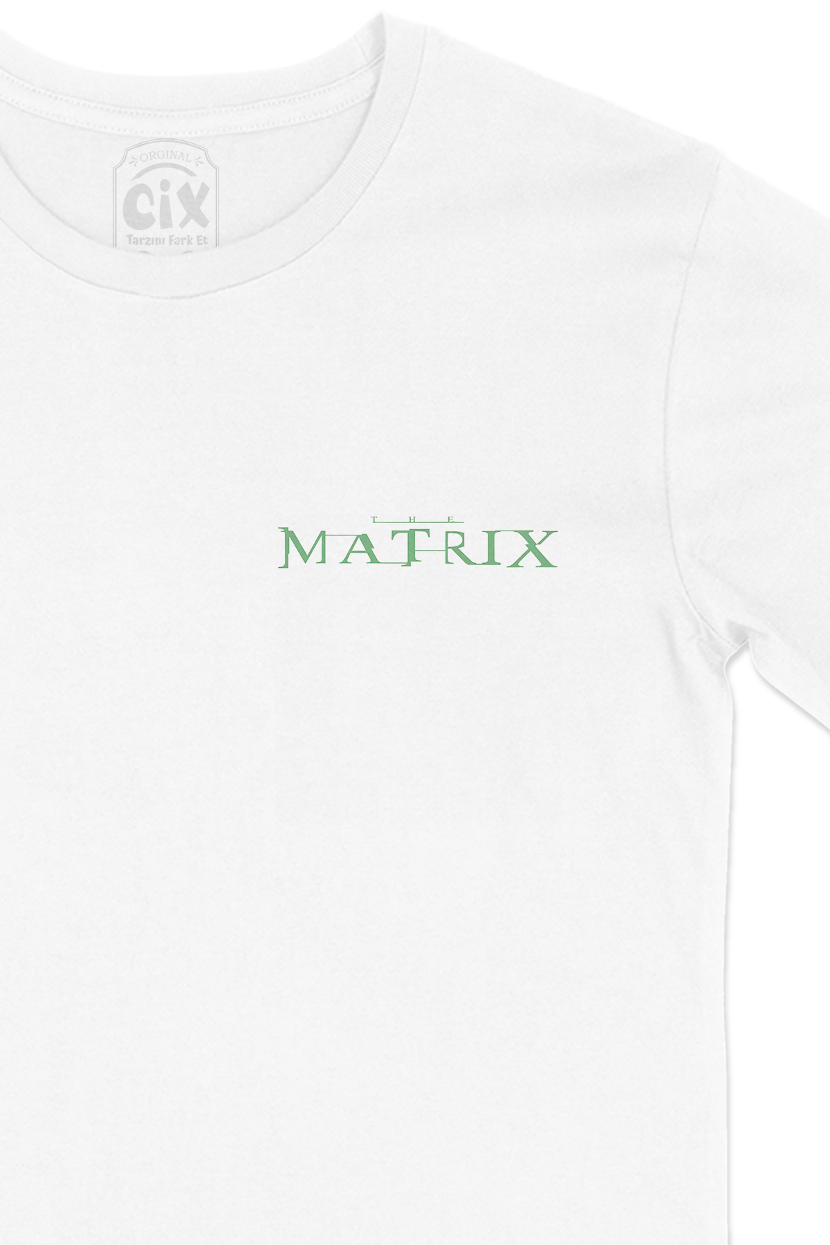 Matrix Cep Logo Tasarımlı Beyaz Tişört