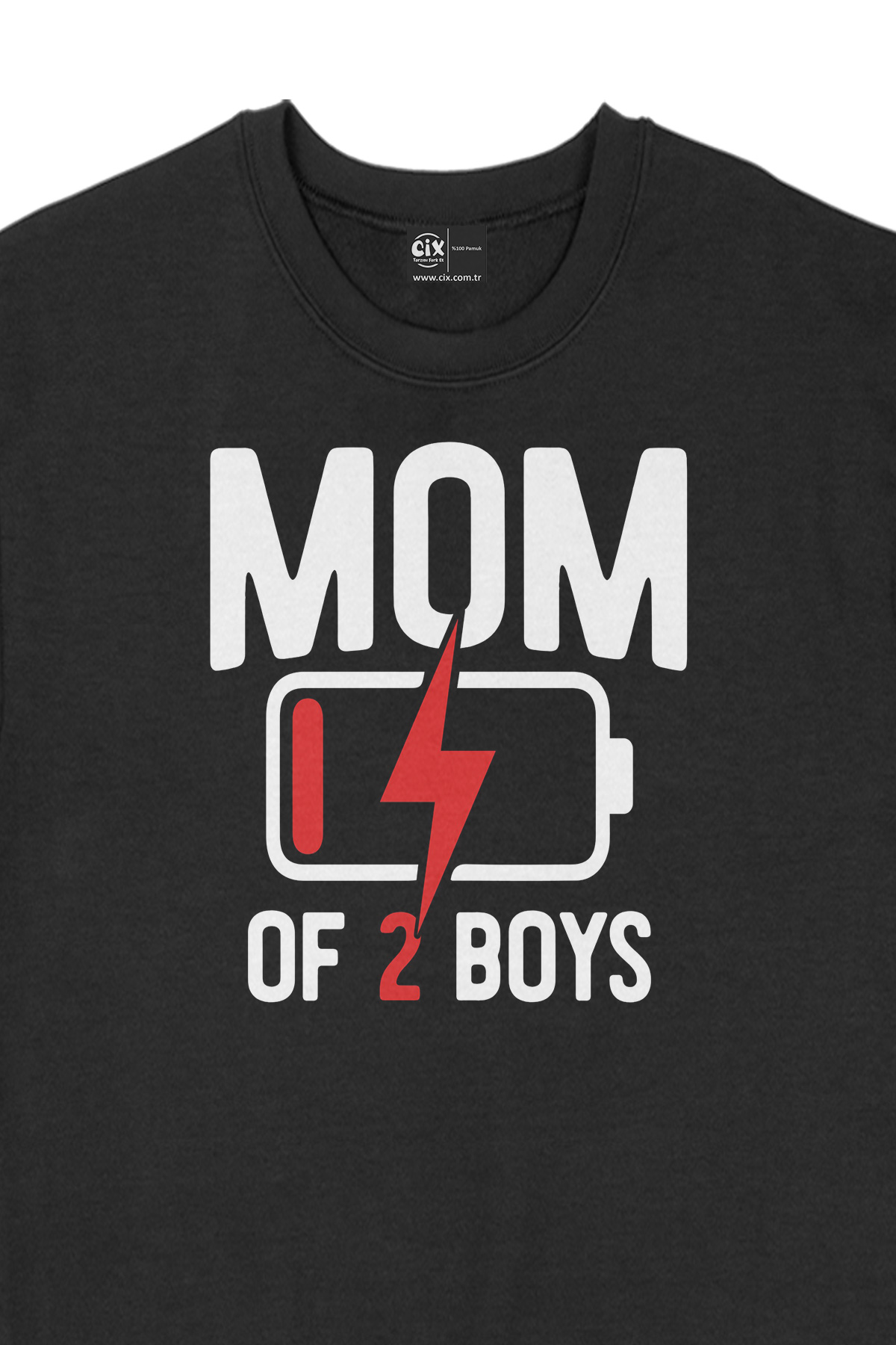 Mom Of 2 Boys Erkek Annesi Siyah Sweatshirt