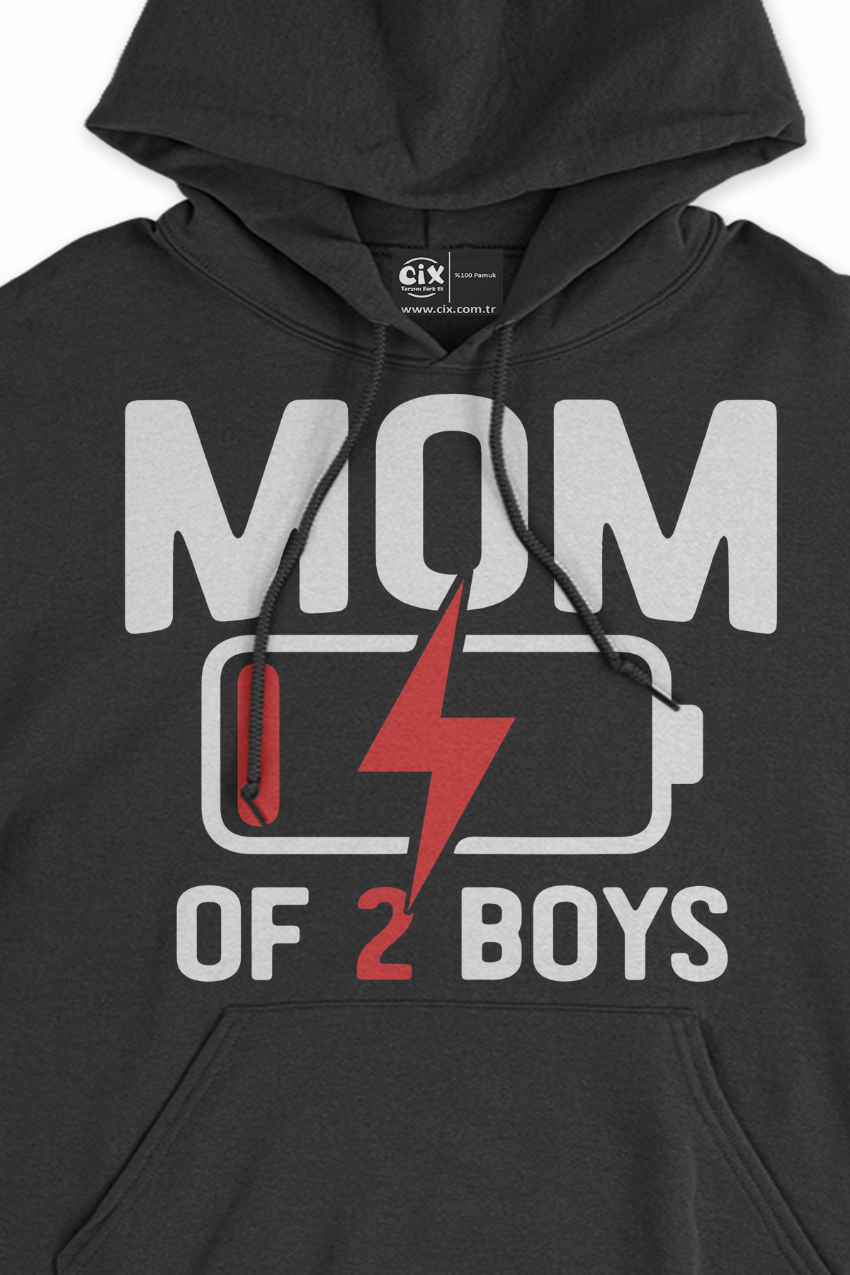 Mom Of 2 Boys Erkek Annesi Siyah Sweatshirt Hoodie