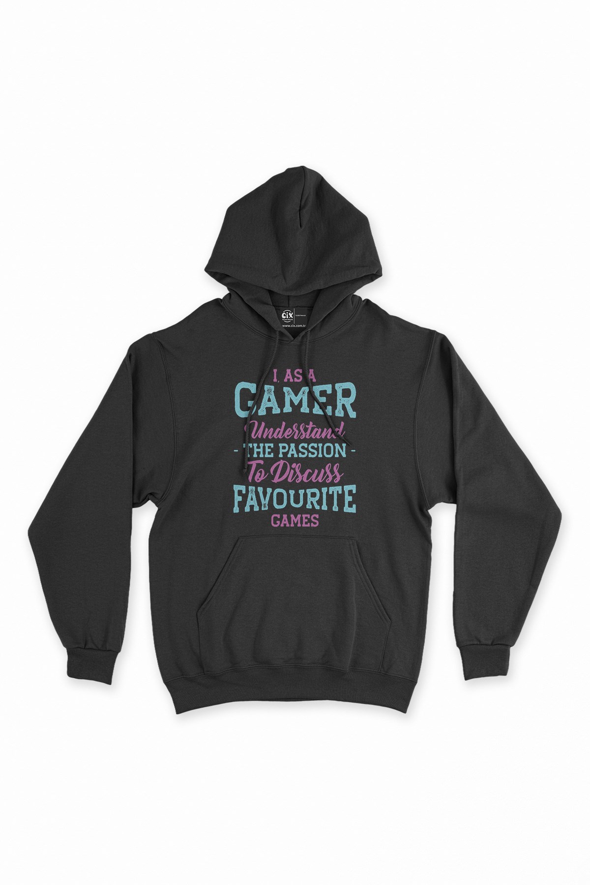 Mor As A Gamer Siyah Kapşonlu Sweatshirt Hoodie