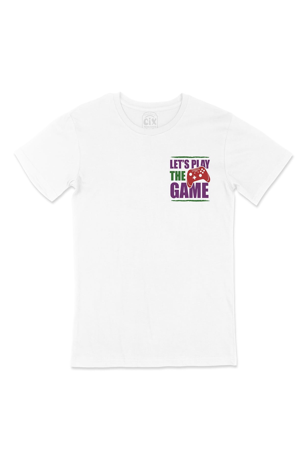 Mor Lets Play The Game Cep Logo Tasarımlı Beyaz Tişört